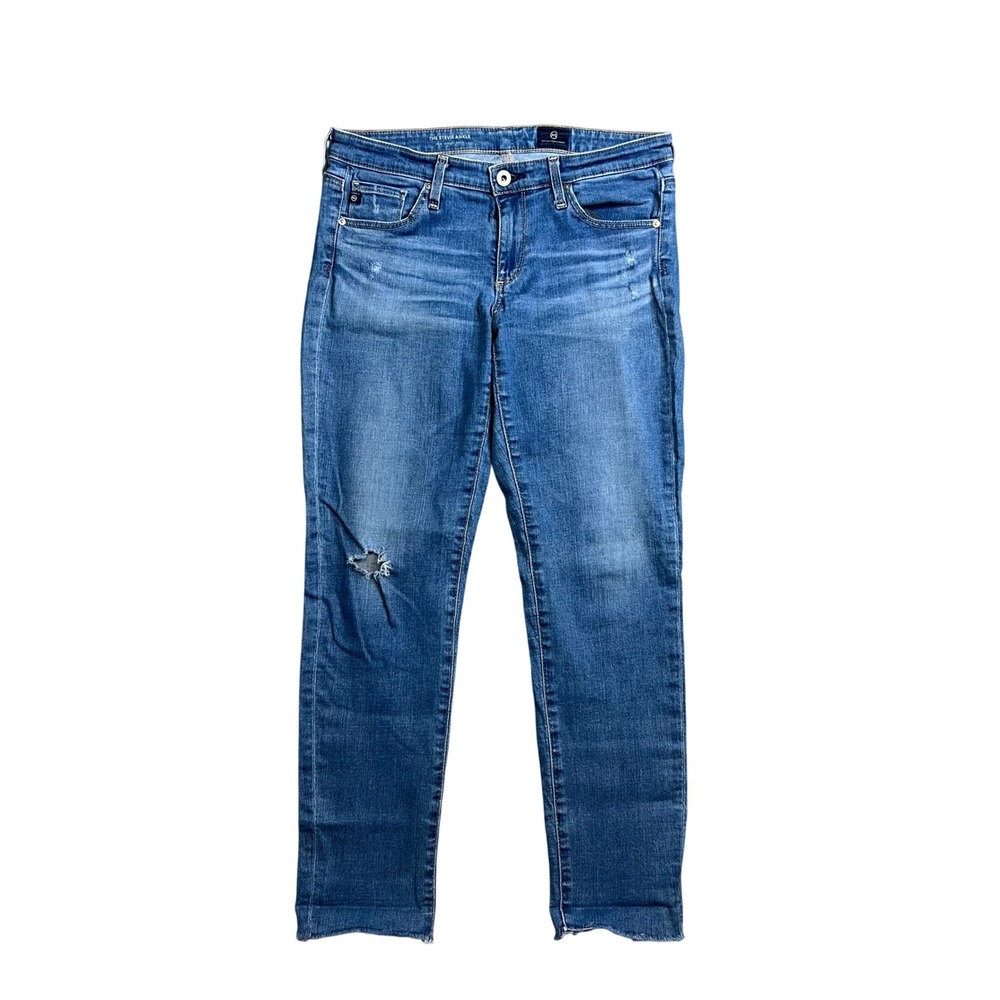 AG Adriano Goldschmied The Stevie Ankle‎ Slim Straight Jeans Size 27 Distressed